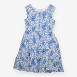 Cotton A line Dress - Blue and White Print
