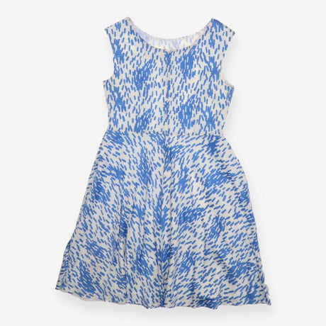Cotton A line Dress - Blue and White Print