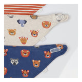 Dribble bibs 3pc stripes animals faces 