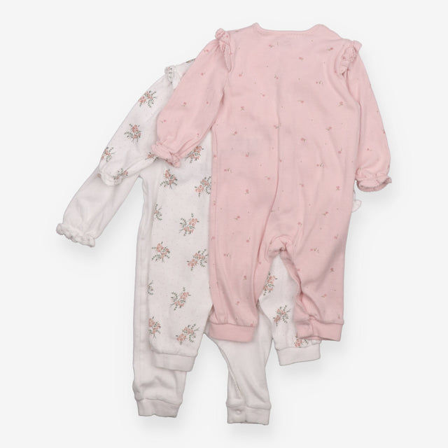 Footless Sleepsuit Floral Pointelle White and Pink