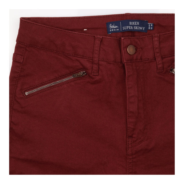 Biker Super Skinny Jeans Burgundy Berry