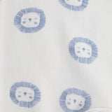 Sleepsuit White With Blue Lion Faces