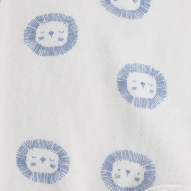 Sleepsuit White With Blue Lion Faces