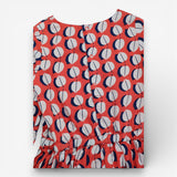 Dress long sleeve orange  with white and navy leaf