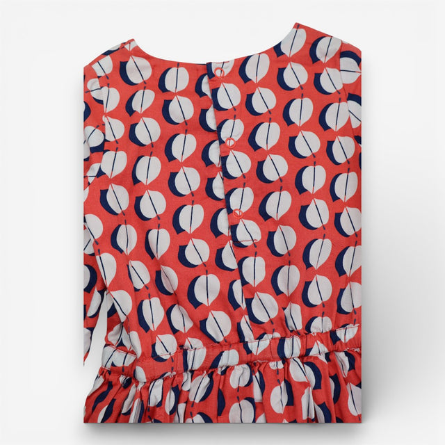 Dress long sleeve orange  with white and navy leaf
