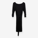 Black Jersey  Wrapover Midi Dress Long Sleeve 