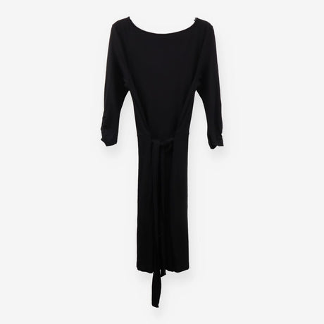 Black Jersey  Wrapover Midi Dress Long Sleeve 