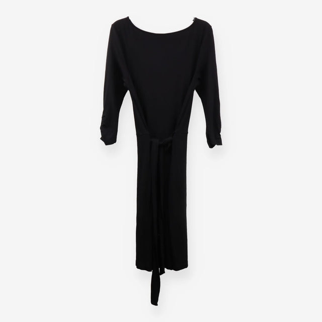 Black Jersey  Wrapover Midi Dress Long Sleeve 