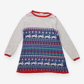 Knit dress long sleeve festive fairisle