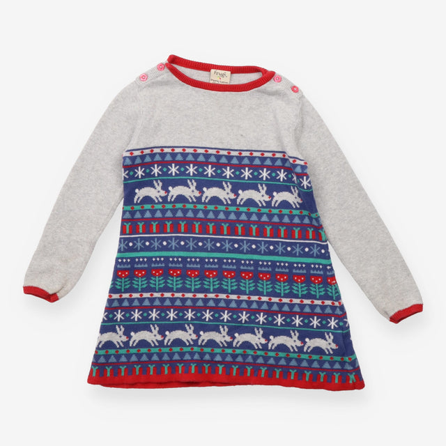 Knit dress long sleeve festive fairisle
