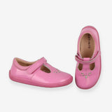 Patent Shoe Pink Sparkle with Flower Applique