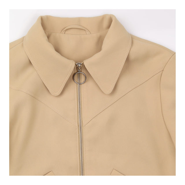 Jacket Light Brown Cropped Western Yoke Zip Up