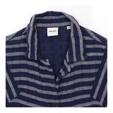 Shirt Short Sleeve Striped Textured Navy