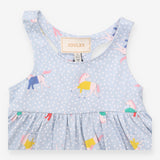 Dress jersey blue and white spotted unicorns