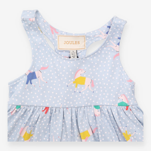 Dress jersey blue and white spotted unicorns