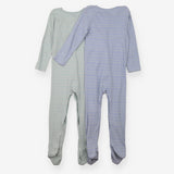 Sleepsuits 2pc blue and turquoise waffle with whit