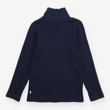 Navy Ribbed Roll Neck Long Sleeve