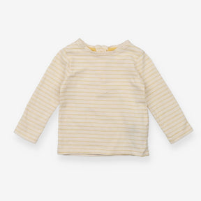 T-shirt white with yellow double stripe