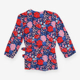 Floral Wrap Top Navy Pink Long Sleeve
