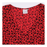 Midi Dress Red Leopard Print Tiered Puff Sleeve
