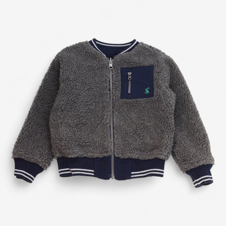 Bomber Jacket Reversible Grey Teddy and Navy