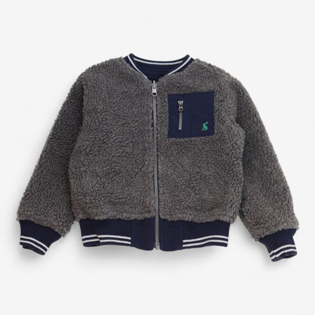 Bomber Jacket Reversible Grey Teddy and Navy
