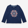 T-Shirt Long Sleeve Navy Flower Applique