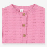 Pink knit cardigans with wooden button