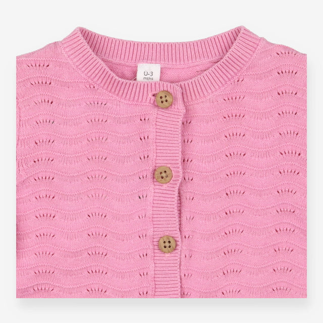 Pink knit cardigans with wooden button