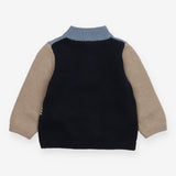 Sweater Knit Oat and Blue Dinosaur Applique