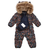 Quilted Fur Snowsuit - Floral night Scape 2.5 tog