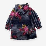 Rain mac long navy stripe large flowers
