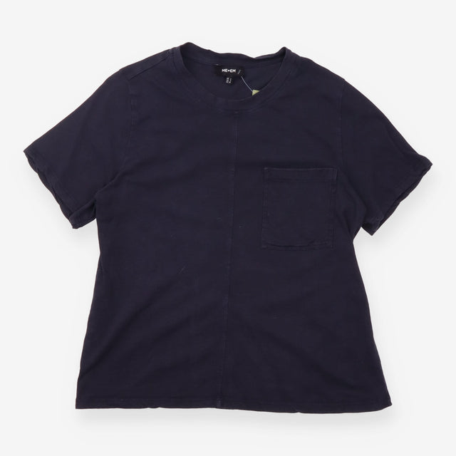 Short Sleeve Top Washed Navy Patch Pocket