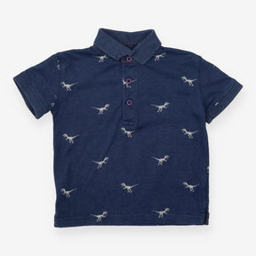 Polo Shirt Blue T-Rex Appliques