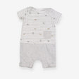 Romper  grey stripe top dinos grey bottoms
