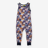 Dungarees jersey blue edging flowers
