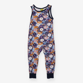 Dungarees jersey blue edging flowers