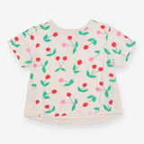 Tee SS white cherries jersey stripe back