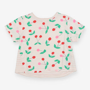 Tee SS white cherries jersey stripe back