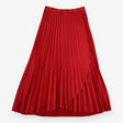 Pleated Midi Skirt Pink Asymmetric Wrap Overlay