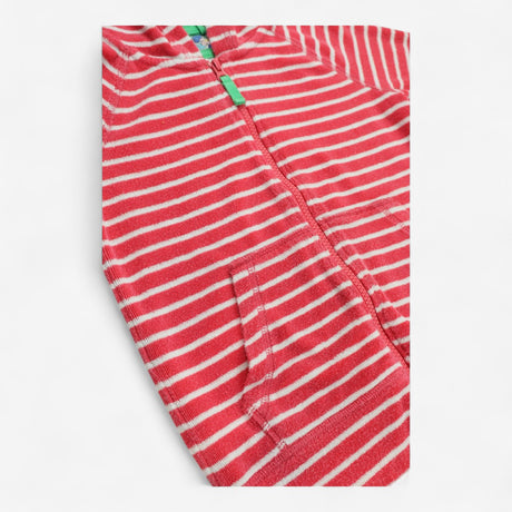 Hoodie Zip Up Pink and White Striped Towelling