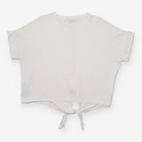 Tie Front Top White Cotton Button Detail