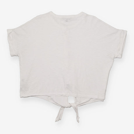 Tie Front Top White Cotton Button Detail