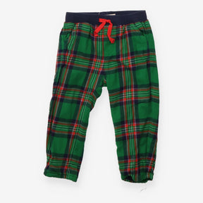 Trousers Pull On Green Tartan