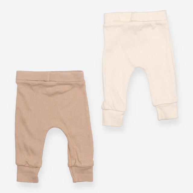 Ribbed Leggings Brown and Cream 2-Pack