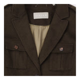 Wool Blend Coat Khaki Military Belted Utility