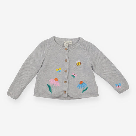 Grey Buzzing Bee Knit Cardigan