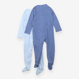Sleepsuits 2pc blues ribbed zip