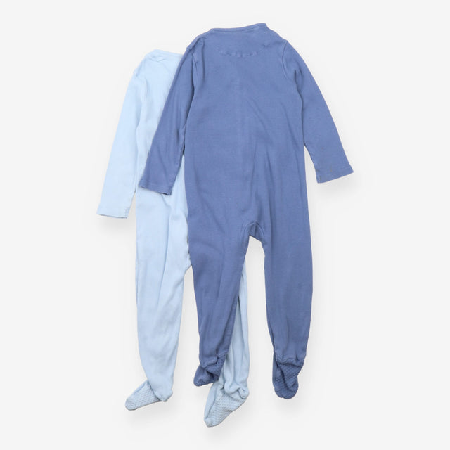 Sleepsuits 2pc blues ribbed zip