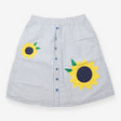 Skirt Blue White Stripe Seersucker Sunflower Appli